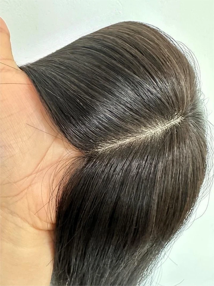 4.7"x5"Best Virgin Human Hair Toppers for Women, Free Part Silk Top Skin, 6"~18" - Image 3 of 4