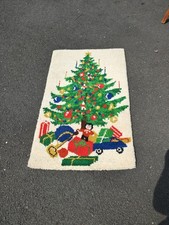 VTG Shillcraft Latch Hook Christmas Tree Rug 30 x50 1980 Wall Hanging Handmade