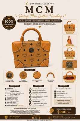 #ad MCM Visetos Vintage Mini Satchel Top Handle Cognac Monogram Gold Push Lock $899.00