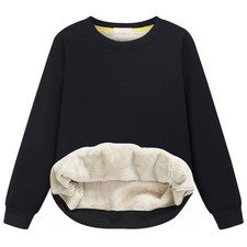 Unisex Boy's Girls Winter Warm Sherpa Lined Crewneck Pullover Sweatshirt Flee...