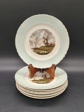 Lot 7 Assiettes Moulin Des Loups Orchies Anciennes Décor Paysage Faïence 1920