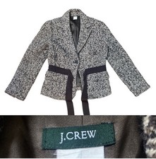 J. Crew Tweed Wool Ribbon Blazer Jacket Women s size 2 in Brown