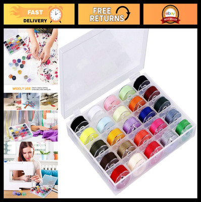 25 PCS Bobbins and Sewing Thread with Case, Pre-Wound Bobbins Set for Hand and