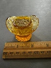 MINI SMALL AMBER FENTON DAISY & BUTTON PRESS GLASS TOP HAT VASE TOOTHPICK HOLDER