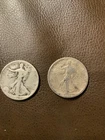 Walking Liberty Half Dollar 90% Silver 2 Coin Lot AU. 1918 1934 .735 ASW  34 Oz