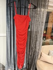 Wild Fable Red Ruched Mesh Bodycon Long Dress Strappy Sleeveless Size XS