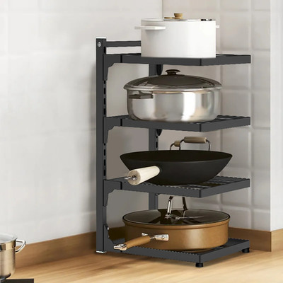 Adjustable Kitchen Storage Rack Multi Tier Pot Shelf Under Sink Organizer