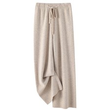 Winter Women's Wool Pants High Waisted Cashmere Loose Knit Straight Thick Pants