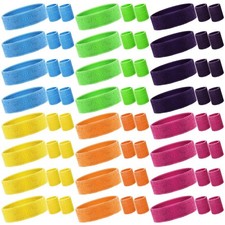 Xuniea 72 Pcs 80s Neon Headband Sweatband Set Sports Stylish
