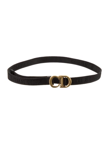 CHRISTIAN DIOR Ceinture Skinny Élastique Arrière avec Boucle CD Ton Or Taille M Synthétique