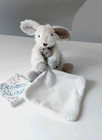 Doudou Plat/Mouchoir Petit Lapin Blanc Beige Gris Taupe Petit Flocon - Baby Nat