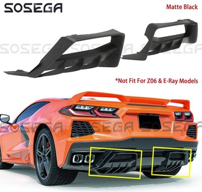 Matte Black For Corvette C8 Z51 Stingray 2020-2025 Rear Bumper Diffuser Fins Kit
