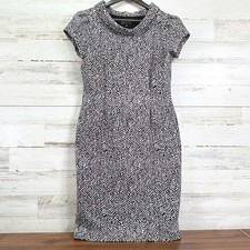 JONES NEW YORK Womens Black White Herringbone Print Sheath Dress Heavy Knit 12