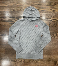 Levi's Gray Allover Logo Print Pullover Hoodie, Unisex Kids 14/16 Long Sleeve