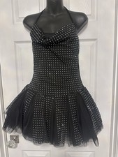 Fashion Nova Dazzle Me Rhinestone Mesh Black Mini Dress NWT M Women’s