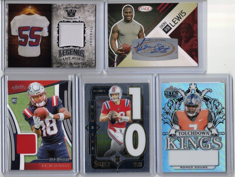 New England Patriots 10 card lot 1/1 auto jersey RC Drake Maye Romeo Doubs Gronk