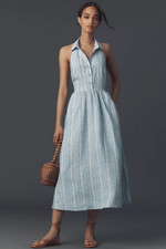 New Anthropologie Reformation Tace Linen Midi Shirt Dress Size 12