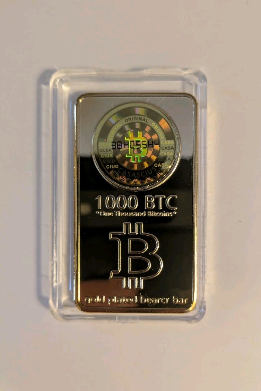 BITCOIN BIT BAR CRYPTO 1000 BTC GP GOLD PLATED BAR COLLECTOR’S EDITION ...