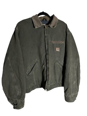 Vintage Carhartt J97 MOS Detroit Moss Green Blanket Lined Jacket