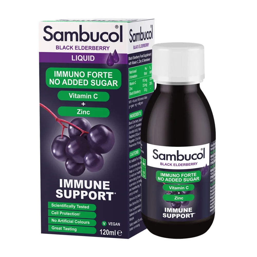Sambucol Black Elderberry Liquid – Immuno Forte | No Added Sugar | 120ml | Vitam - Image 2