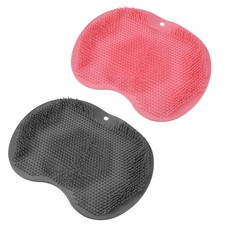 2PACK Shower Foot Scrubber Mat,Wall Mounted Back Scrubber Silicone Bath Massa...