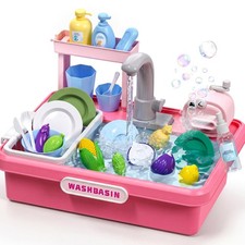 Play Sink with Running Water,Kitchen Play Sink Toys for Boys,Upgraded Real Fa...