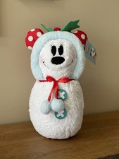 Disney Sherpa Minnie Mouse Snowman Christmas Holiday Greeter Weighted Bottom NWT