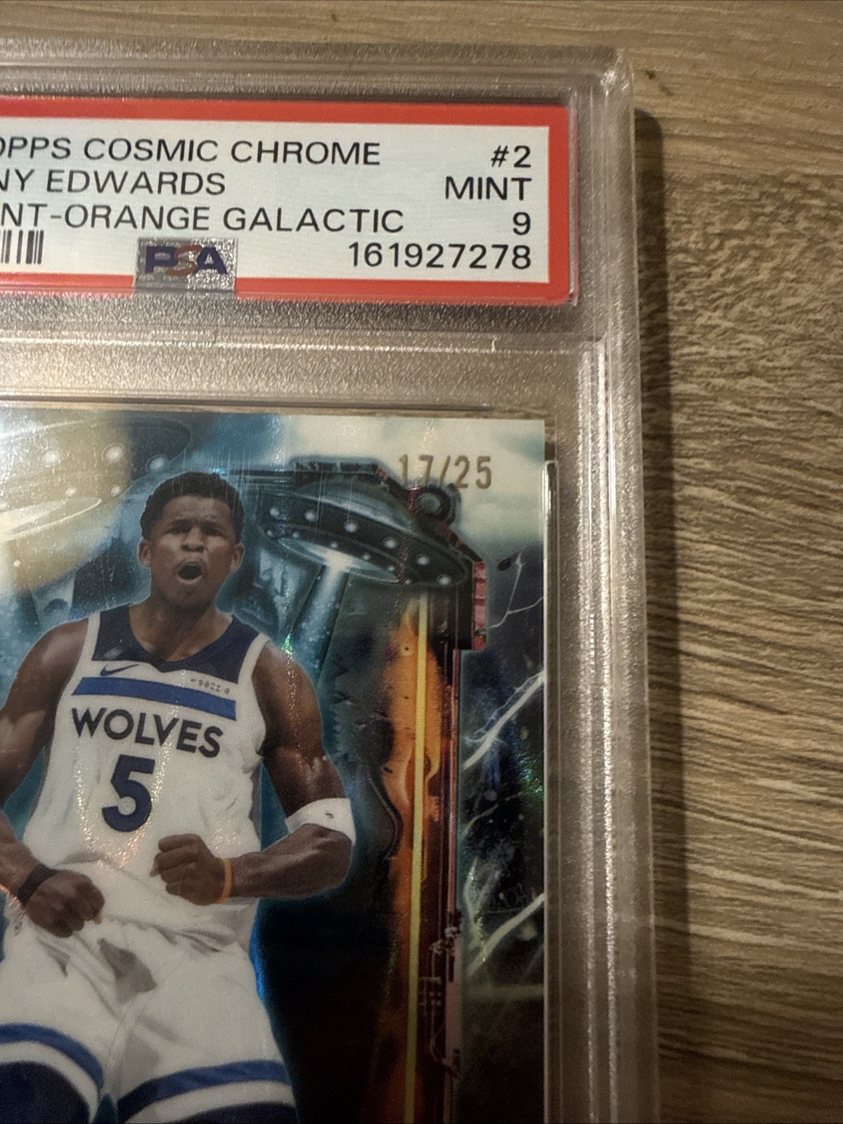 Topps Cosmic Chrome Anthony Edwards ET Talent Orange Galactic ET-2 17/25 PSA 9 view 2