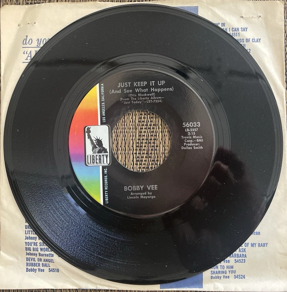 Bobby Vee - My Girl Hey Girl Medley / Just Keep It Up - Liberty 56033 - M - Image 2 of 2