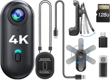 BOBLOV 128GB UHD 4k Mini Body Camera, Wearable Camera Action Body Cam Thumb Size