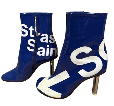 VETEMENTS by Demna Lighter Heel Blue Patent Leather Boots US 6 EU3 - NIB $2500