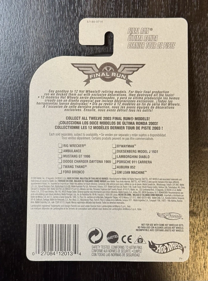 Hot Wheels Final Run 2003 Lamborghini Diablo 9/12 Collector #203 escala 1:64 Foto 2 de 4