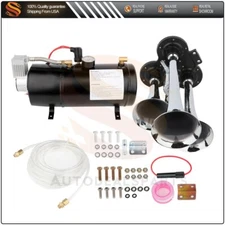 Triple Trumpet 150PSI Compressor 3L Tank Air Horn Kit For Truck Car Train System