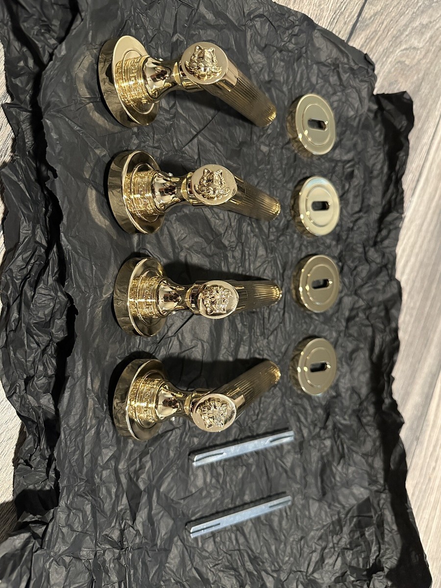 Versace Home Classic Medusa 24K Gold 2 Paired Door Handles New 100