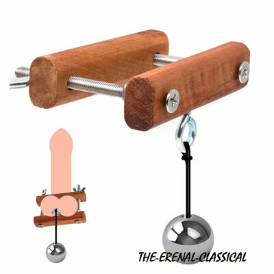 Wooden CBT Device Pendant Ball Testicles Stretcher Metal Ball Weight Training