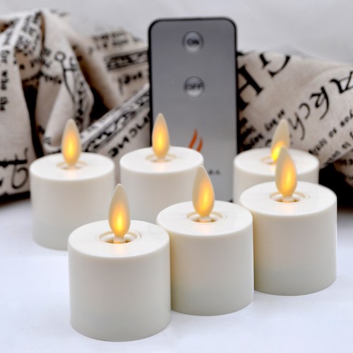 6PCS Luminara Flameless Tea Light Candles Battery Operated with Timer