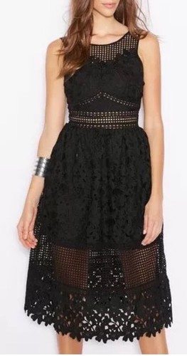 Beautiful Miss Selfridge Black Lace Crochet Midi Dress UK8/S RRP £85 BNWT