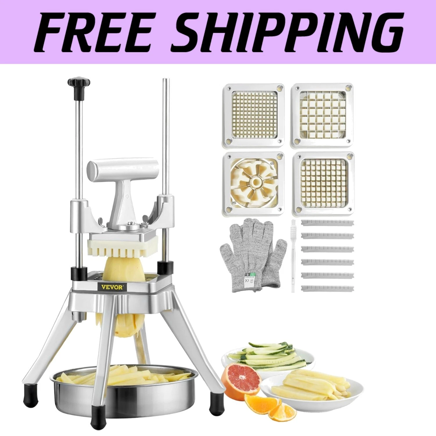 Ergonomic Commercial Vegetable Cutter with 4 Blades - Quick & Efficient Prep~
