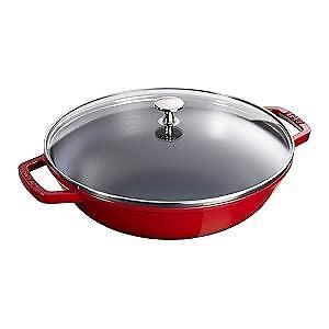 Staub Wok Perfect Perfect Pan, Cast Iron, 12 in, Cherry