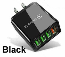 4 Port Fast Quick Charge QC 3.0 USB Hub Wall Outlet Charger Power Adapter Plug