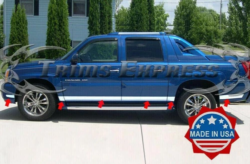 ROCKER PANEL SET/12 4" WIDE Polished Stainless For CADILLAC ESCALADE EXT 02-06