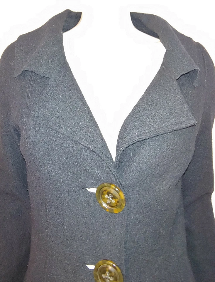 Abrigo ajustado Millard Fillmore negro de lana hervida XS S M botones grandes líneas clásicas Foto 3 de 4