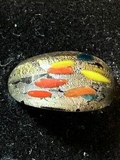 Beautiful Murano Style Glass Ring with Iridescent Foil Approx Size 8