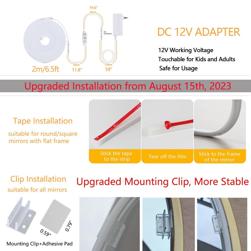 Flexible Vanity Light Strip LED Vanity Lights for Mirror Dimmable