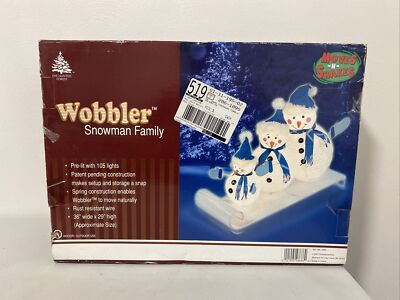 New Enchanted Forest Wobbler Snowman Family Inflatable 36  x 29  105 lights RARE
