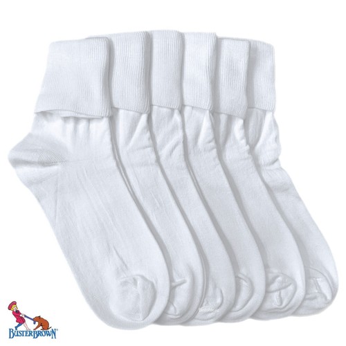 Buster Brown 100% Cotton Anklet Socks 6 Pairs Black White No Elastic Sz Opt - Picture 11 of 18