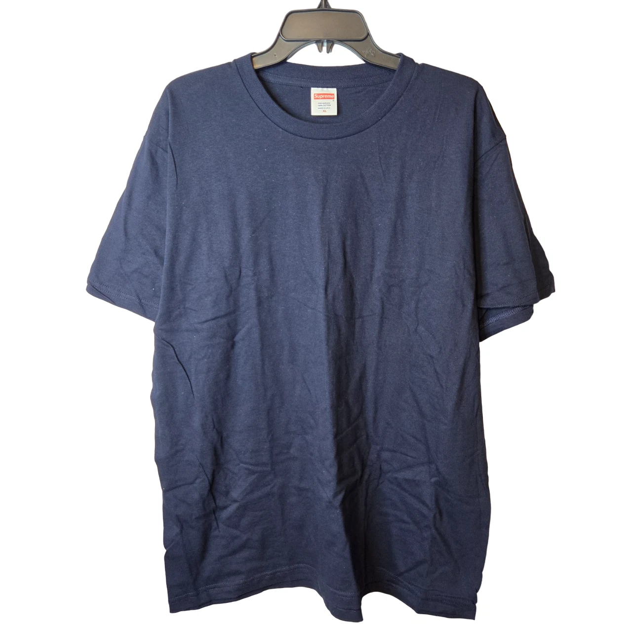T shirt homme Supreme noir basique coton prérétréci manches courtes taille XL