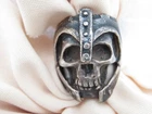 Vintage Sterling Silver Ring Biker Skeleton Face Helmet Large 1 1/4"  Size 8 1/4