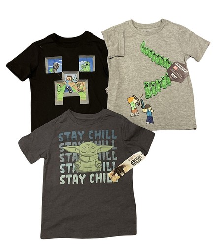 Minecraft Game App And Yoda Boys (3) T Shirt Size Xs 4-5 short sleeve shirt