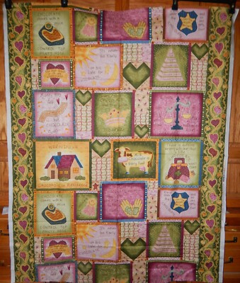 Make Mine Chocolate cotton quilt fabric green pink tan cooking 1.5 yd heart bake